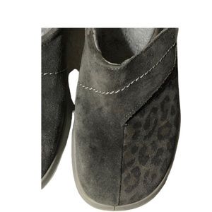 Hotter Comfort Concepts Leather Velcro Shoe Gray Black Leopard Size 6